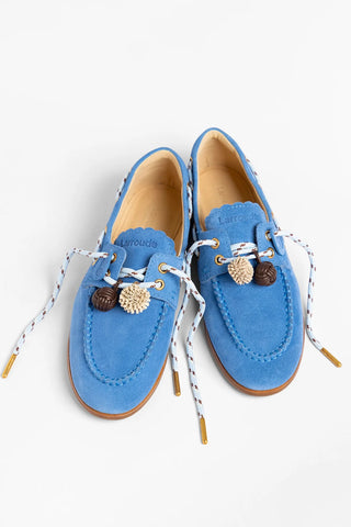 Cyprus Boat Shoe Dodger Blue Suede Loafer Larroudé