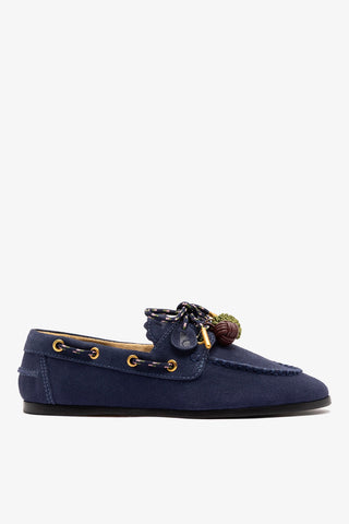 Cyprus Boat Shoe In Navy Suede Loafer Larroudé