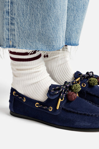 Cyprus Boat Shoe In Navy Suede