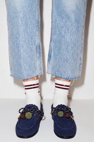 Cyprus Boat Shoe In Navy Suede Loafer Larroudé