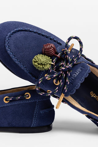 Cyprus Boat Shoe In Navy Suede Loafer Larroudé
