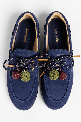 Cyprus Boat Shoe In Navy Suede Loafer Larroudé
