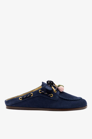 Cyprus Mule Indigo Suede — Larroudé