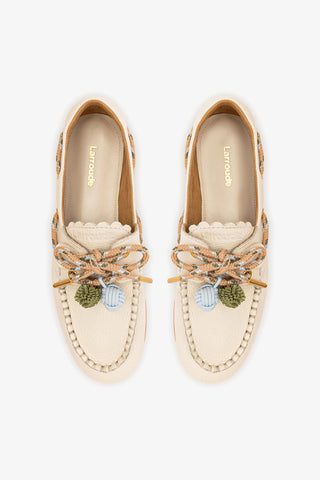 Cyprus Boat Shoe In Ivory Leather