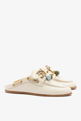 Cyprus Mule Ivory Leather — Larroudé