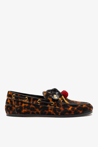 Cyprus Boat Shoe In Leopard Print Calf Hair