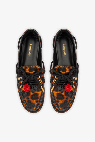 Cyprus Boat Shoe In Leopard Print Calf Hair