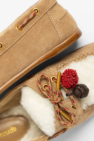 Cyprus Fuzzy Boat Shoe Peanut Suede Loafer Larroudé