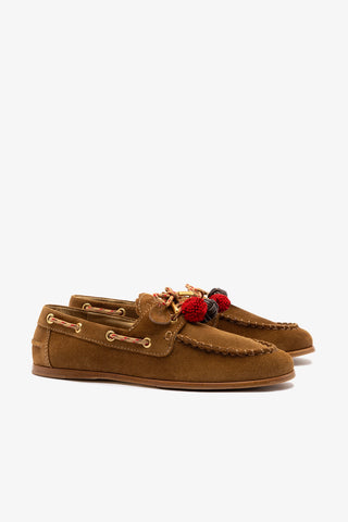 Cyprus Boat Shoe In Russet Suede