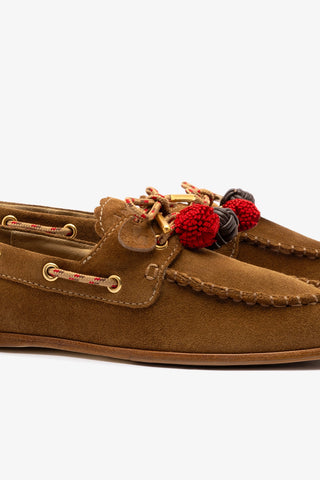 Cyprus Boat Shoe In Russet Suede