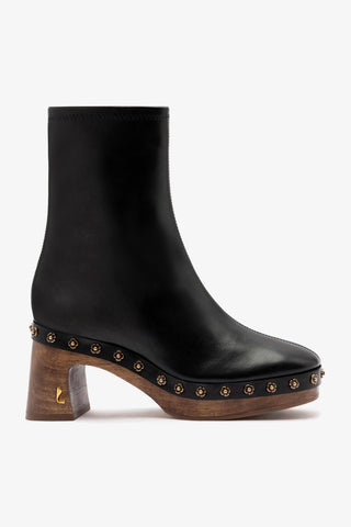 Dolly Wooden Boot Low In Black Leather
