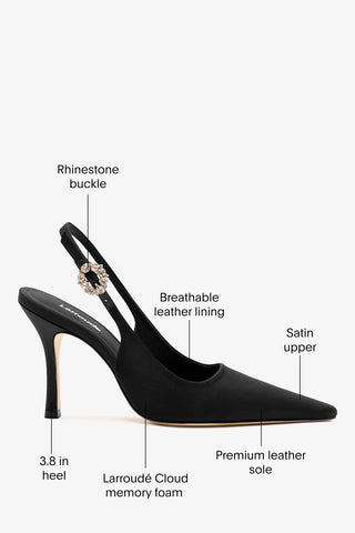 Carine Pump Black Satin Pump Larroudé