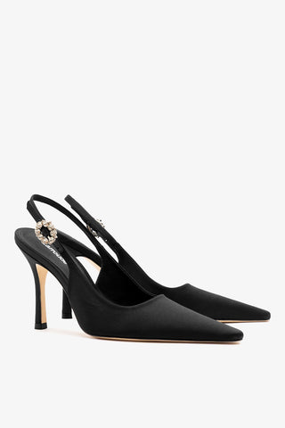 Carine Pump Black Satin Pump Larroudé