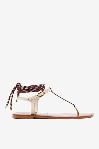 Gipsy Sandal In Ivory Vegetale Leather Flat - Sandal Larroudé