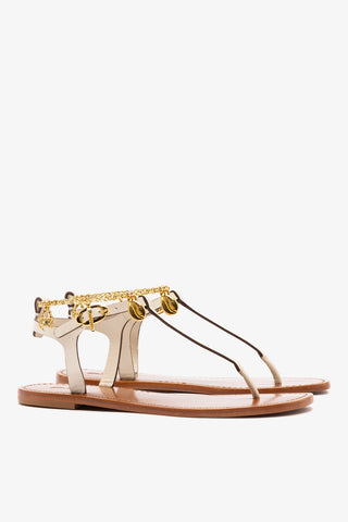 Gipsy Sandal In Ivory Vegetale Leather Flat - Sandal Larroudé