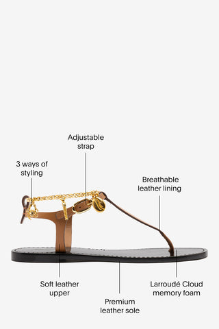 Gipsy Sandal In Ivory Vegetale Leather Flat - Sandal Larroudé