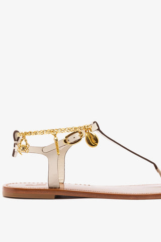 Gipsy Sandal In Ivory Vegetale Leather Flat - Sandal Larroudé