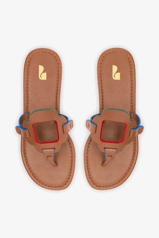 Margherita Thong Sandal In Caramel Leather