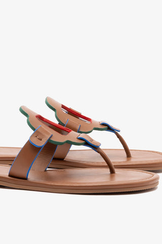 Margherita Thong Sandal In Caramel Leather