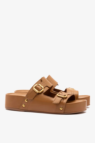 Milan Flatform Sandal In Light Caramel Vegetale Leather