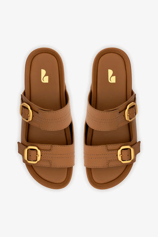 Milan Flatform Sandal In Light Caramel Vegetale Leather