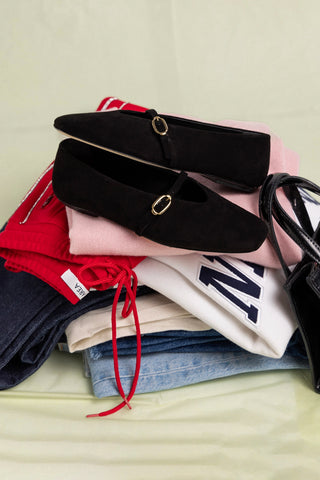 Misty Ballerina Flat In Black Leather