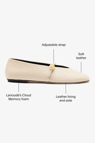 Misty Ballerina Flat In Ivory Leather