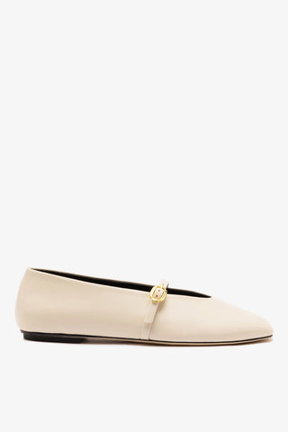 Misty Ballerina Flat In Ivory Leather