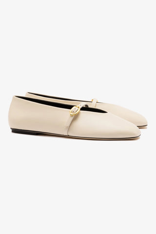 Misty Ballerina Flat In Ivory Leather