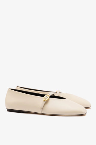 Misty Ballerina Flat In Ivory Leather