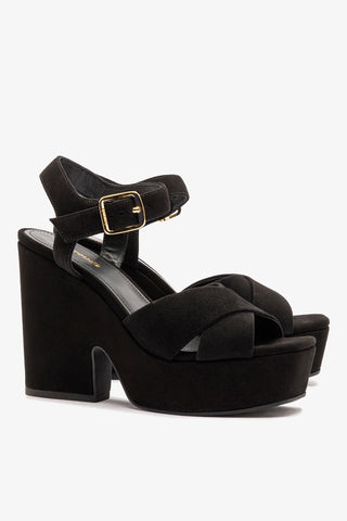 Cher Sandal In Black Leather Sandal Larroudé