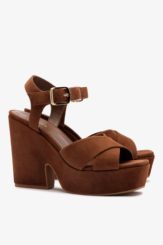 Cher Sandal In Burnt Umber Leather Sandal Larroudé