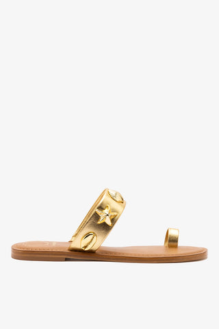 Madison Thong Sandal In Gold Metallic Leather