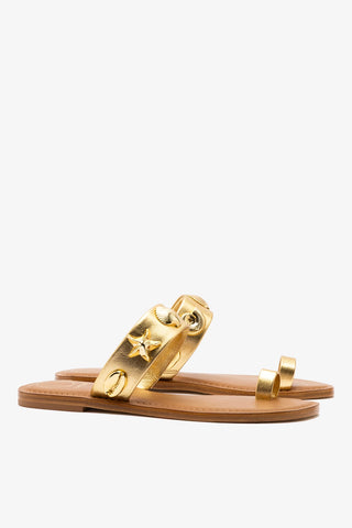 Madison Thong Sandal In Gold Metallic Leather