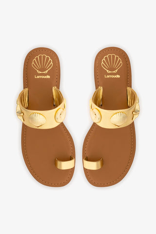 Madison Thong Sandal In Gold Metallic Leather