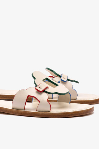 Margherita Slide In Ivory Leather
