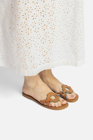 Margherita Slide In Caramel Leather