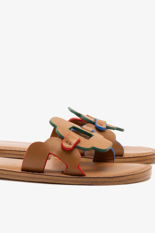 Margherita Slide In Caramel Leather