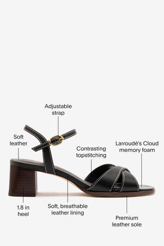 Roma Sandal In Vegetale Black Leather Sandal Larroudé