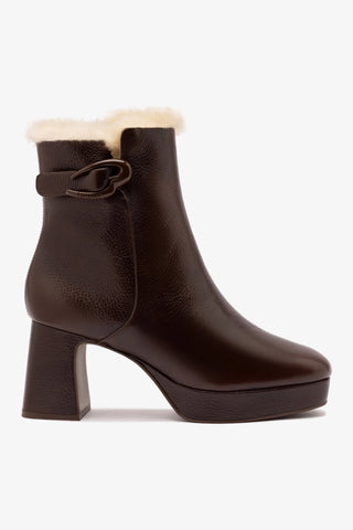 Dolly Verona Low Boot In Brown Leather And Natural Shearling