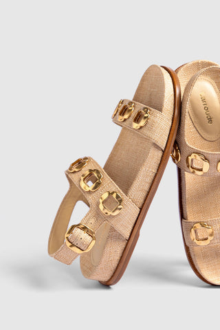 Milan Sport Sandal In Beige Raffia
