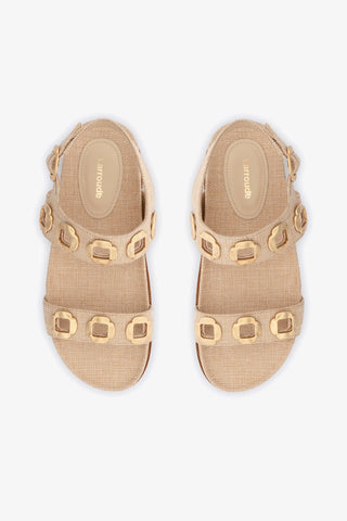 Milan Sport Sandal In Beige Raffia