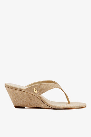 Gaia Low Wedge In Beige Raffia