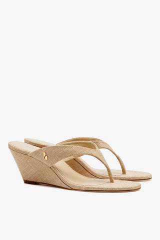 Gaia Low Wedge In Beige Raffia