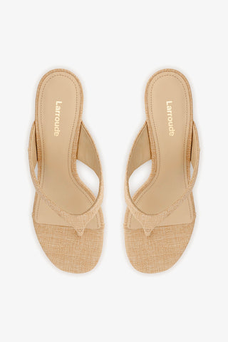 Gaia Low Wedge In Beige Raffia