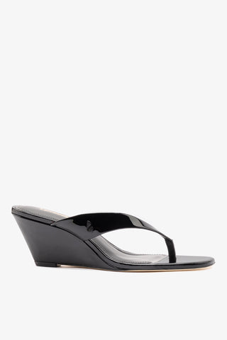 Gaia Clear Thong Sandal Black Leather Womens - Shoes - Mules Larroudé