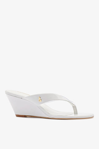 Gaia Clear Thong Sandal White Leather Womens - Shoes - Mules Larroudé