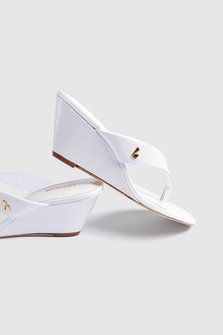 Gaia Clear Thong Sandal White Leather Womens - Shoes - Mules Larroudé