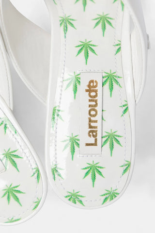 Gaia Low Wedge Sandal White Patent Leather Sandal Larroudé