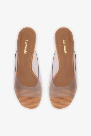 Vivi Wedge Mule In Clear Vinyl Womens - Shoes - Mules Larroudé